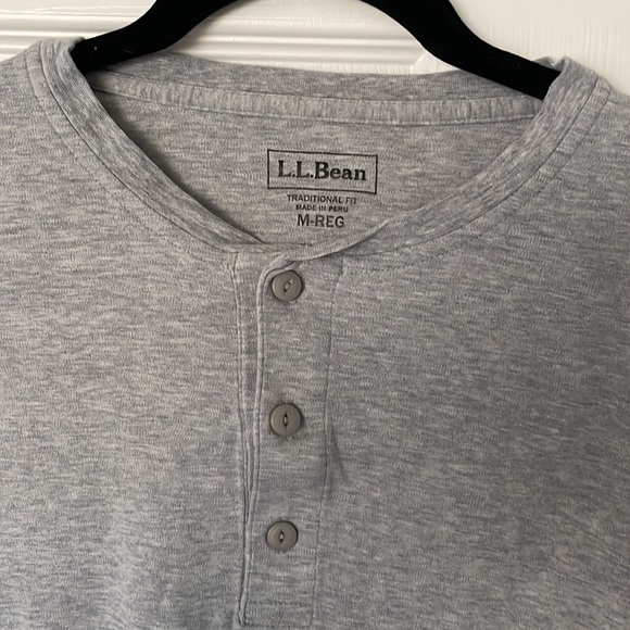 L.L.Bean Gray Long Sleeve Henley - Picture 2 of 3